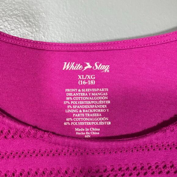 White Stag Bright Pink Crochet Lace Stripe Boho Top - Size XL (16-18) - Women's - Picture 5 of 6